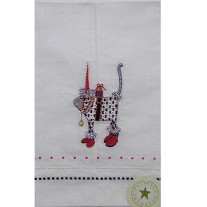 Patience Brewster Krinkles Pat Santa Cat Hat Tea Towel